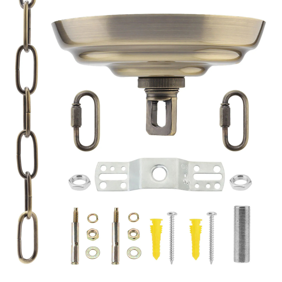 suspension industrielle moderne kit plaque chaine anneau rapide support métallique vis cheville bronze