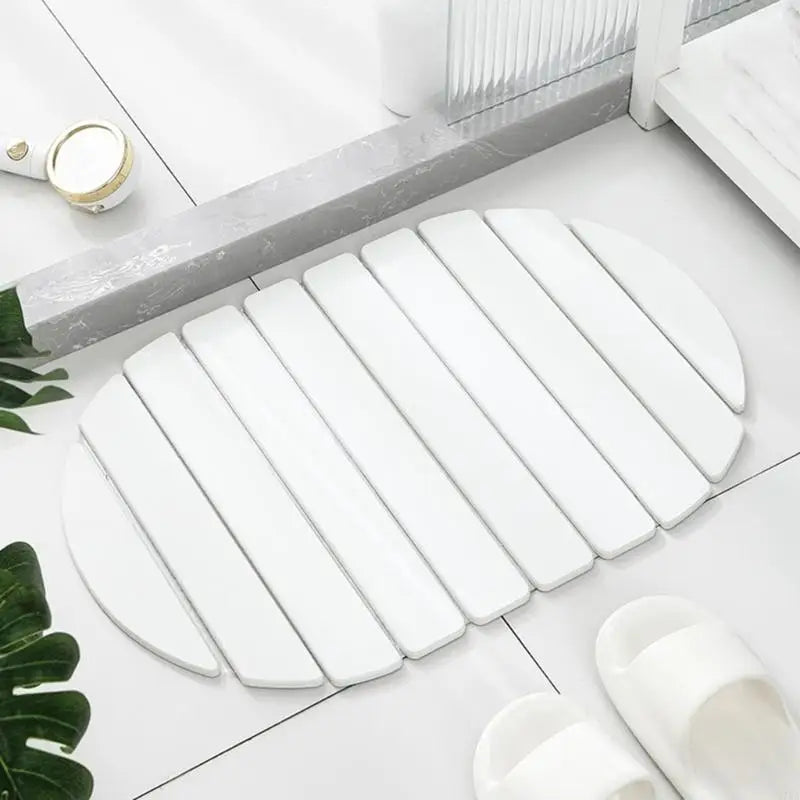 tapis bain pliable absorption rapide séchage instantané antidérapant rayures horizontales gris moderne