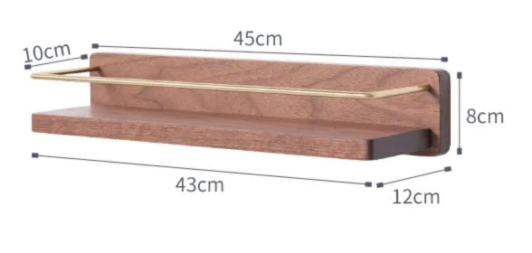 étagère murale moderne minimaliste bois naturel doré étagères clips métalliques
