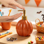 distributeur savon liquide citrouille orange moderne rechargeable pompe dorée