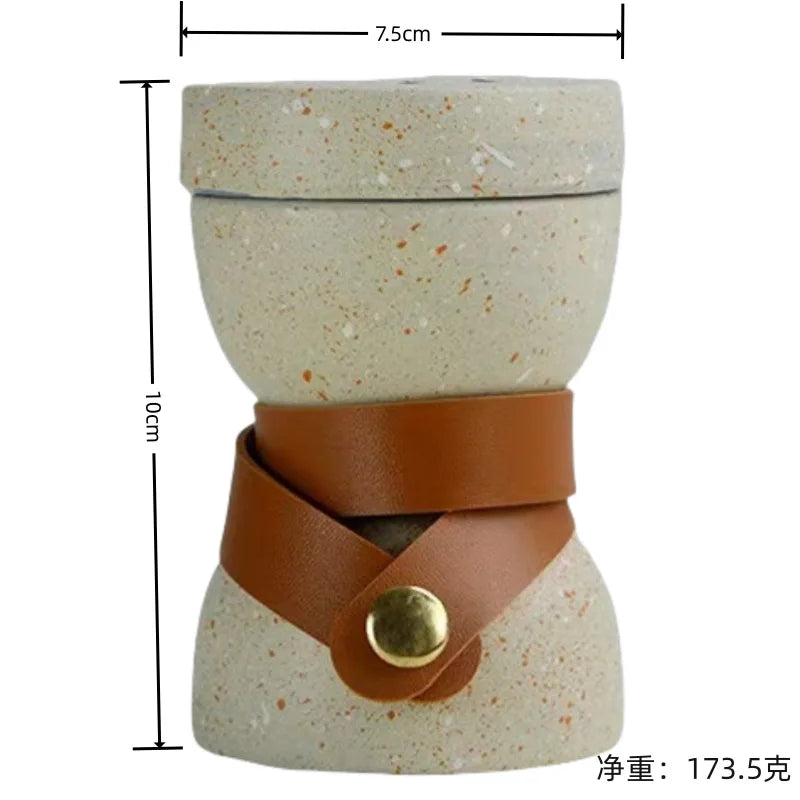 bol céramique moderne beige brun texture granulée boucle métallique deco salon aromathérapie