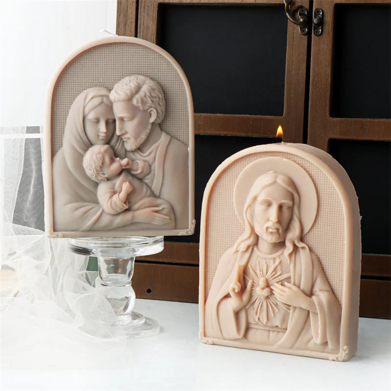 moulages bougies sculptées jésus nativité christ relief classique religieux silicone opaques