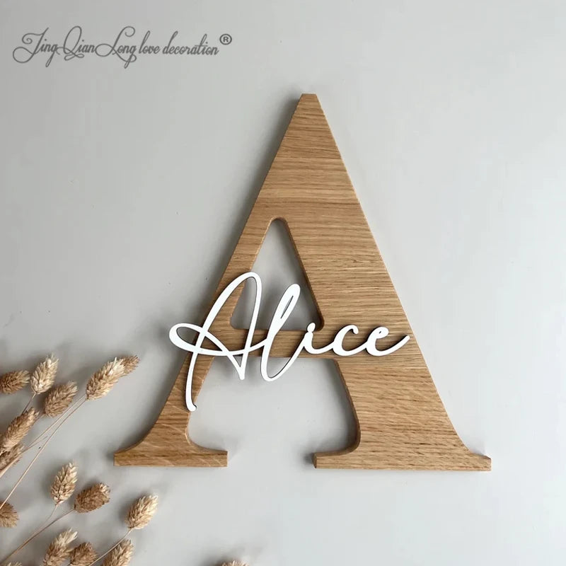 lettre décorative bois naturel blanche adhésive moderne minimaliste chambre enfant décoration murale occasionnelle festive