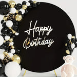 arche ballons happy birthday doré noir blanc festif décoration mur transparent moderne différents couleurs