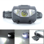 lampe frontale led gris tissu logo ceinture ajustable mode nuit blanc camping pêche