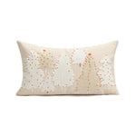 coussin blanc motif flocon doré texture épaisse décoratif noël fixations