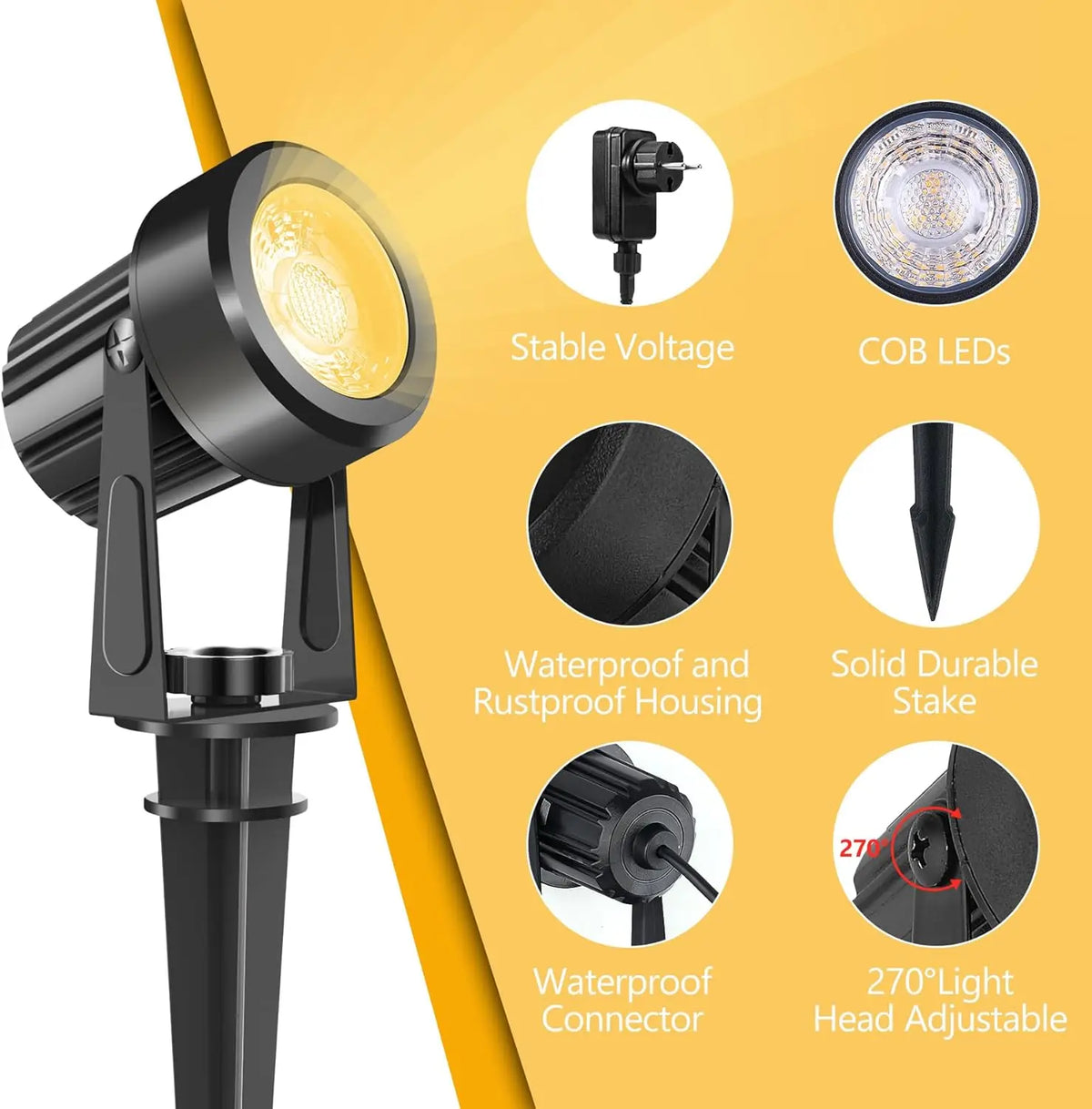 projecteur paysager led noir moderne ip65 extérieur 220v 10 leds adaptable piquet jardin lumière