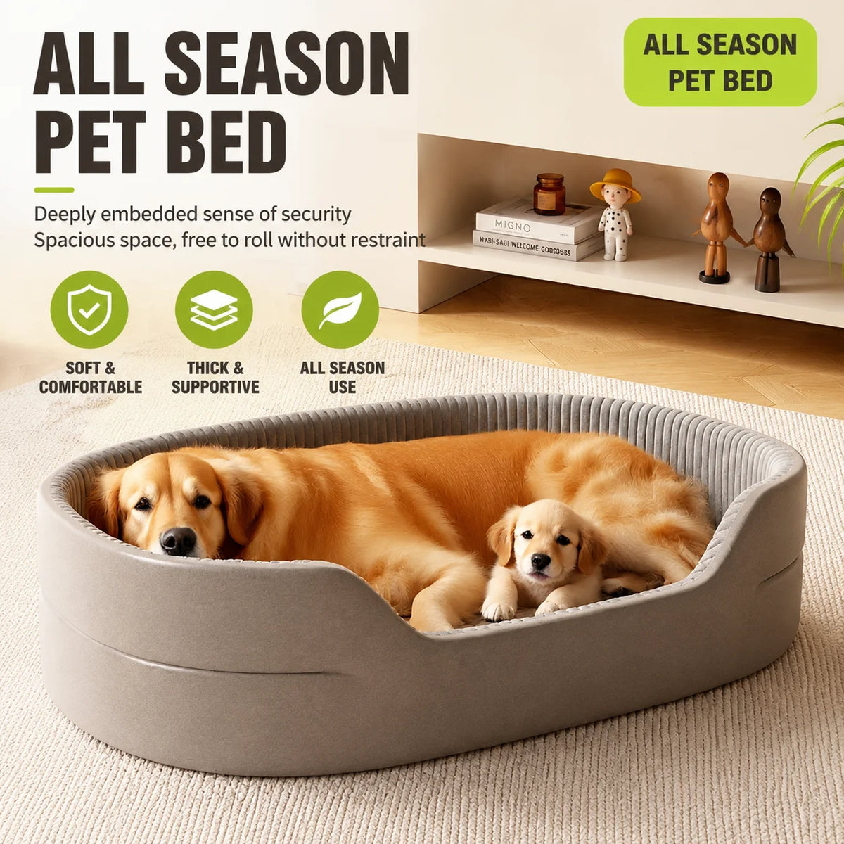 lit animal domestique gris clair rayures horizontales moderne anti dérapant coussin intérieur matelas support