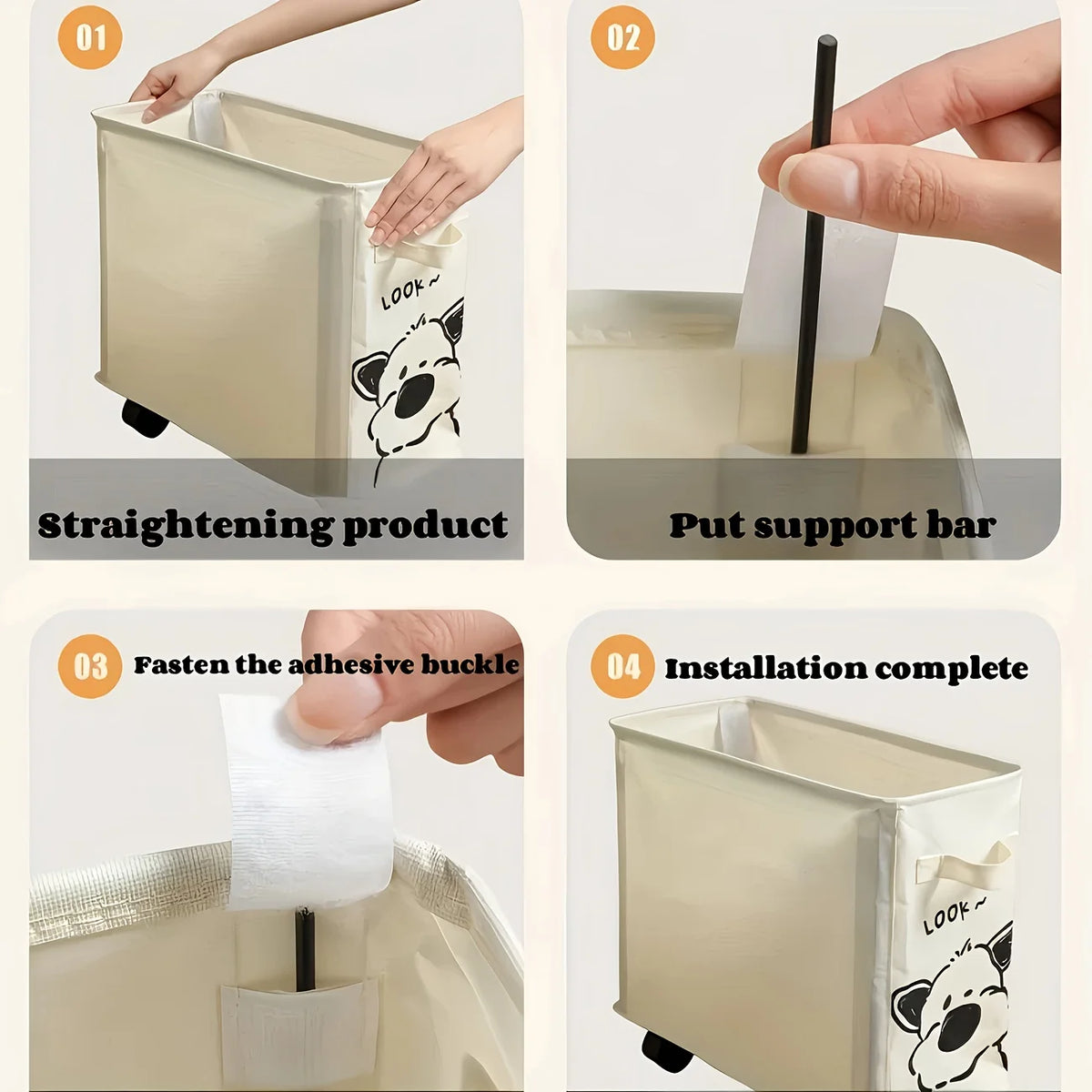 panier roulettes beige noir dessin chat fine organisation moderne adhésif sous articles divers