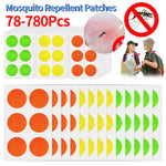 patchs anti moustiques autocollants vert orange jaune points noirs adhésifs répulsifs naturels été extérieur