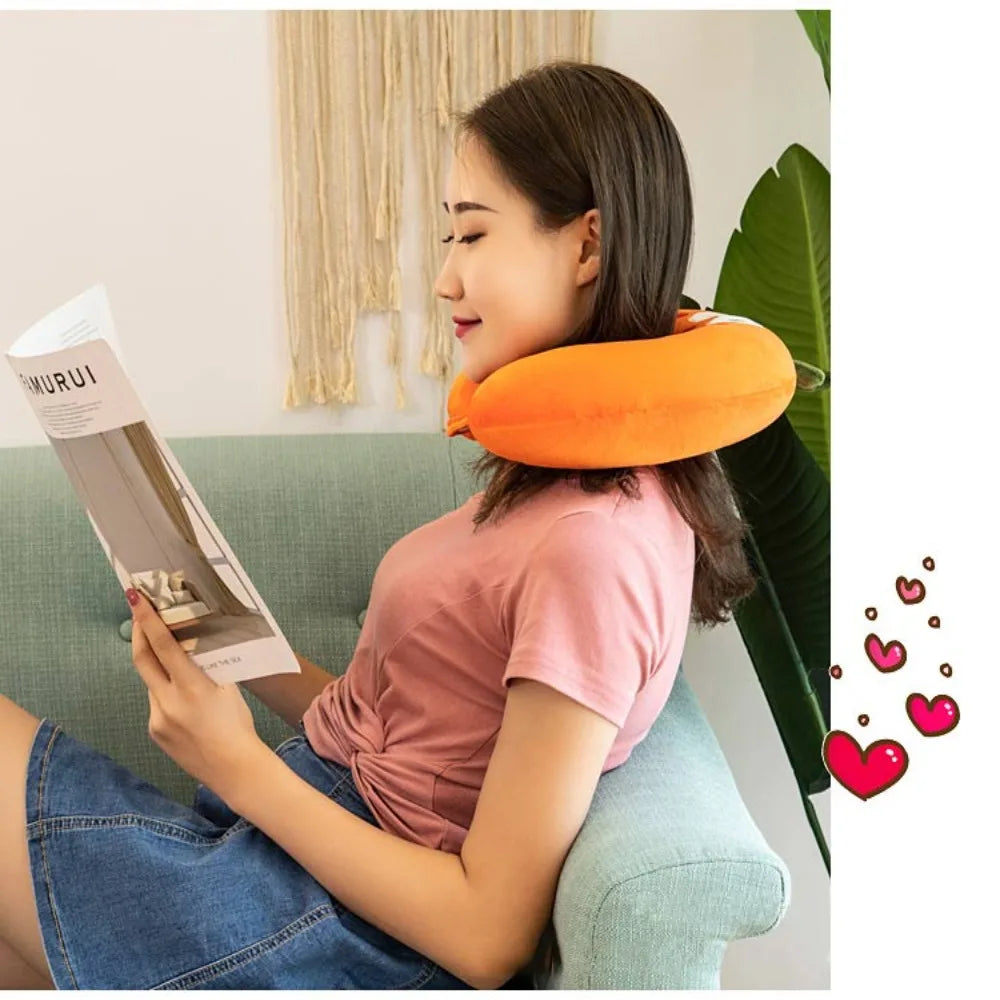 coussin voyage forme dessin animé ours lapin dinosaure orange bleu gris rose vert