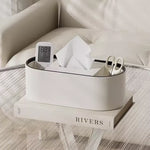 boîte mouchoirs simili cuir moderne blanc orange rangement pinceaux télécommande ciseaux ruban adhésif