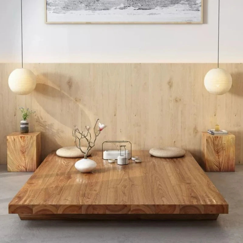 plateau table bois naturel moderne scandinave porte serviette vase