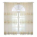 rideau classique beige broderie florale dorée élégant semi transparent salon chambre