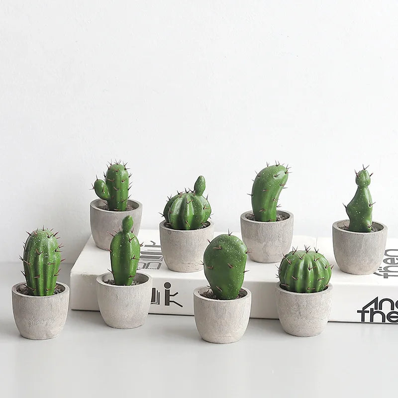 décoration intérieure cactus artificiel vert moderne pot gravier salon 11.1cm