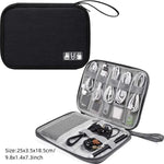 Sac bandoulière gris tissu uni pratique zipper bijoux accessoires chargeur câbles montres