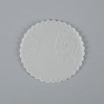 coasters silicone motifs floraux bord dentelé gris blanc transparent décoration florale