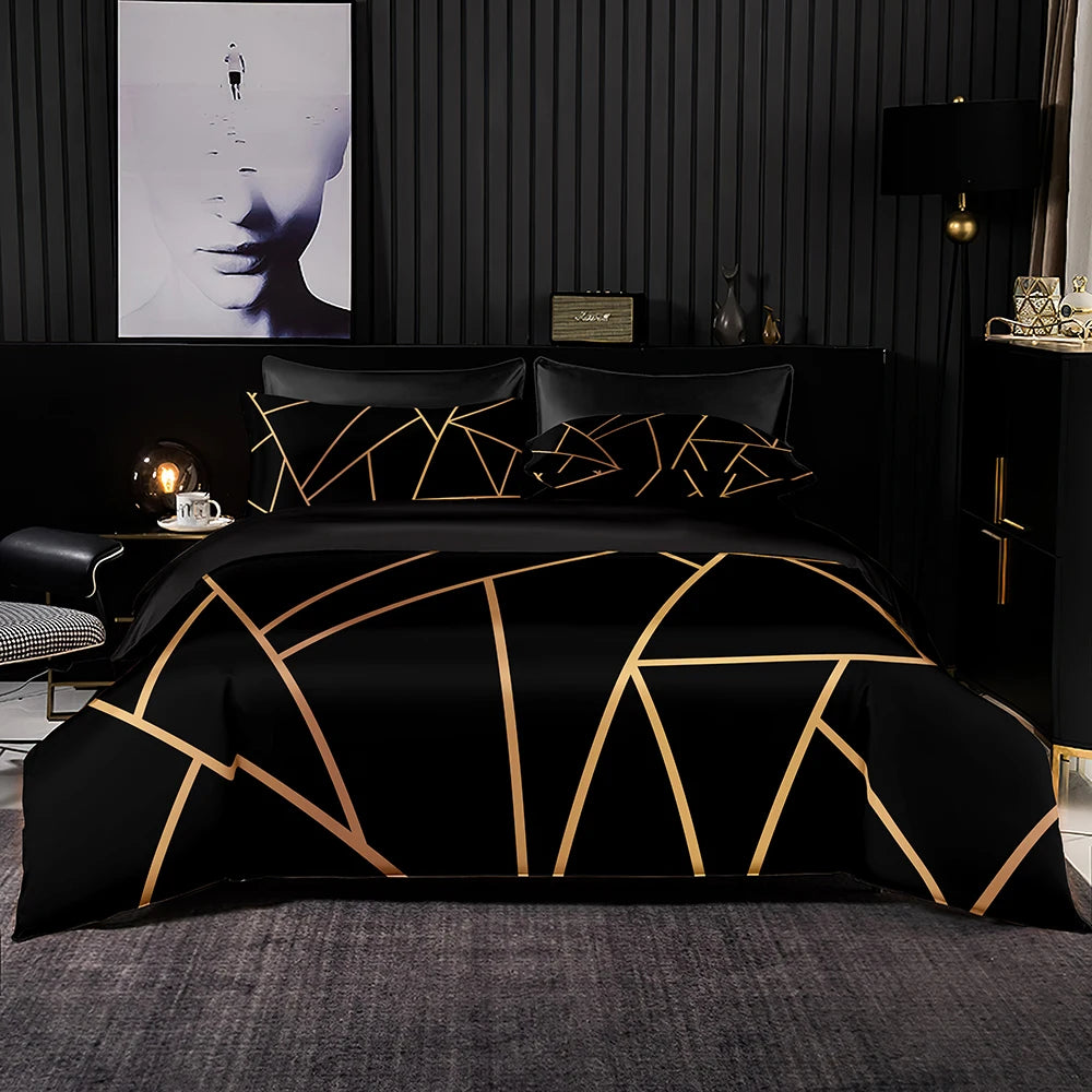 Parure de lit minimaliste noire 240x220 cm sur un lit