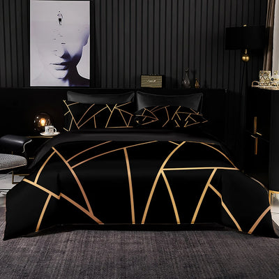 Parure de lit minimaliste noire 240x220 cm sur un lit