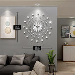 horloge murale moderne brillantes radiaire argenté aiguille métal