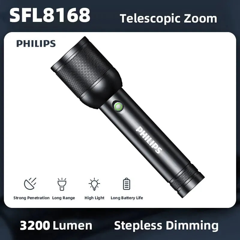 lampe torche led noire résistante lumiere intense réglable autodéfense moderne texturée 20w 3200lumens