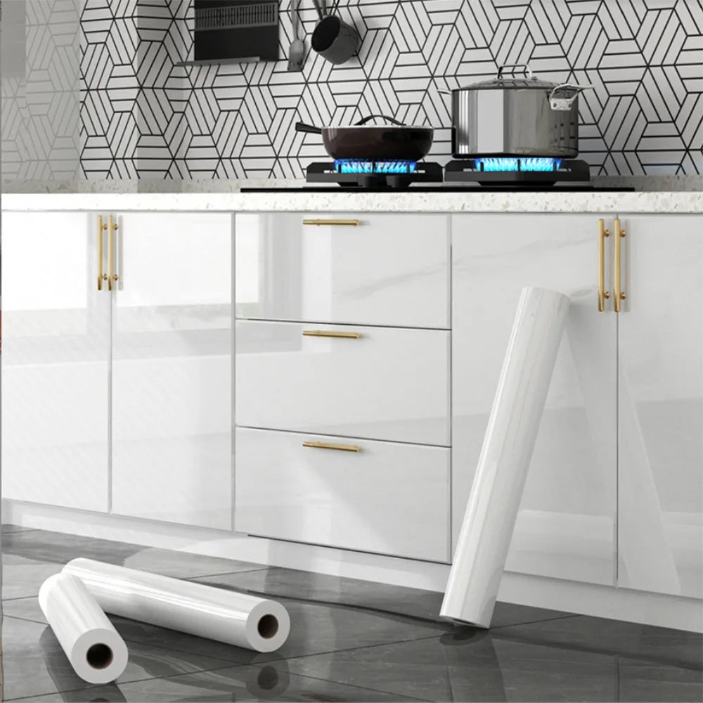 papier peint vinyle autocollant blanc uni moderne imperméable mur cuisine meuble rénovation