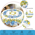 nappe imperméable motif floral citrons table d'été blanche verte extérieure mariage festives clips