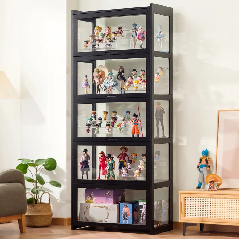 étagère noire moderne grande taille acrylique anti poussière transparente minimalistesintérieur