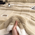 couverture d'hiver épaisse polaire beige motif carreaux douce lit canapé grande taille