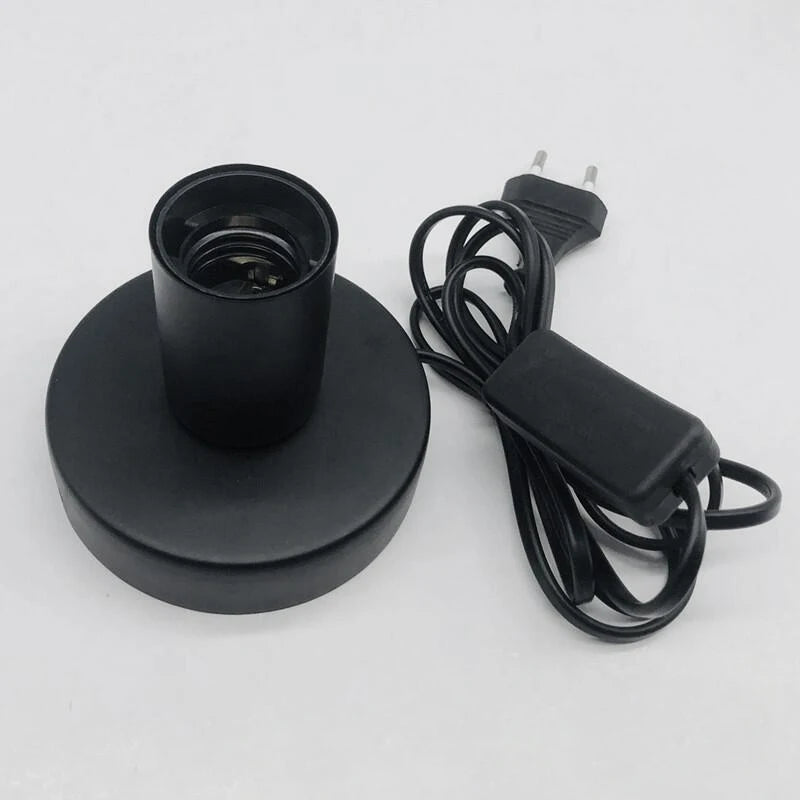 lampe table moderne base métal noir interrupteur câble prise us