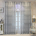 rideau gris feuilles stylisées semi transparent moderne salon polyester