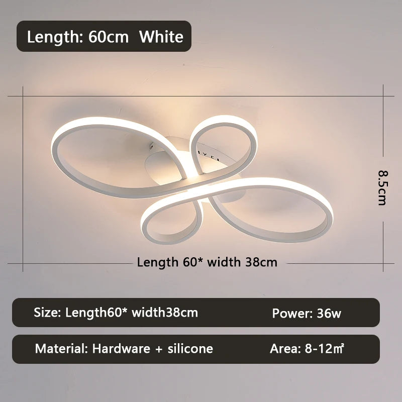 lampe led contemporaine minimaliste abstrait noir blanc fluides