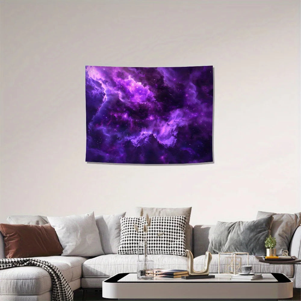 tapisserie scénique nuages étoiles ciel violet moderne décoration intérieure chambre salon polyester