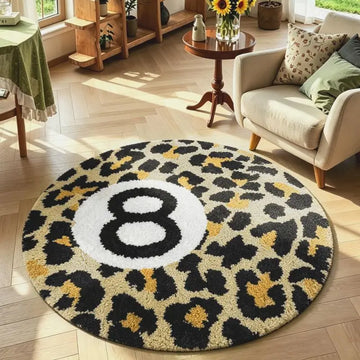 tapis noir blanc léopard chiffre moderne antidérapant polyester salon chambre
