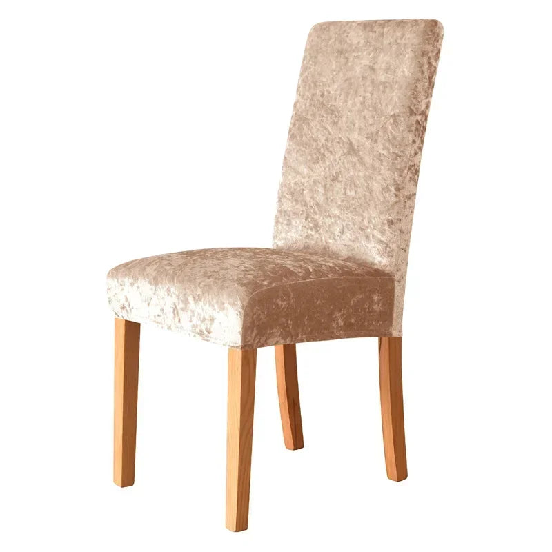 couverture chaise salle manger velours moderne beige clair antidérapante élasthanne polyester