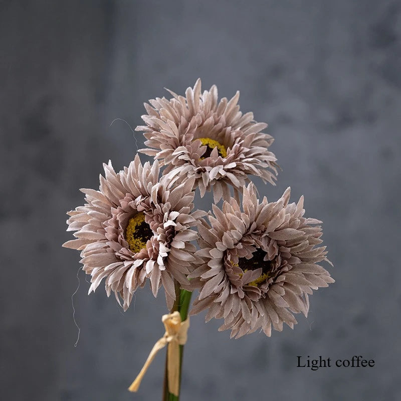 Bouquet artificiel gerbera blanc jaune rose moderne décoration intérieure mariage anniversaire minimaliste