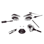 sticker mural artiste maquillage adhésif yeux lèvres pinceaux noir illustration salon beauté