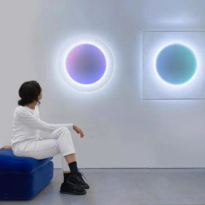 Applique murale LED lune carrée circulaire noire éclairage d'ambiance
