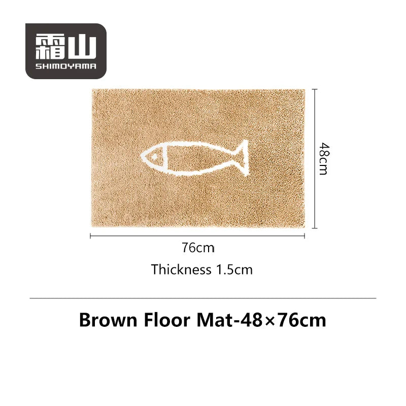 tapis sol polyester flocage poisson blanc moderne lavable maison durable