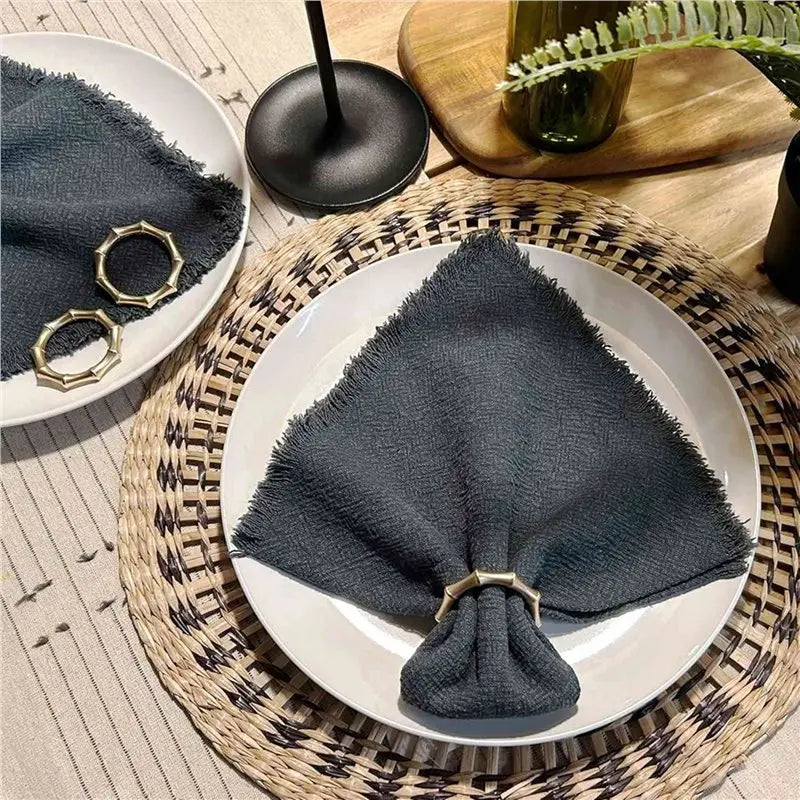 anneaux serviette dorés bambou classiques salle manger décoration mariage festive