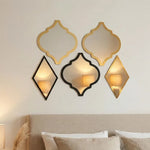 miroirs adhésifs géométriques modernes noirs dorés salle bain couloir décoration brillante ornementnels autoadhésifs