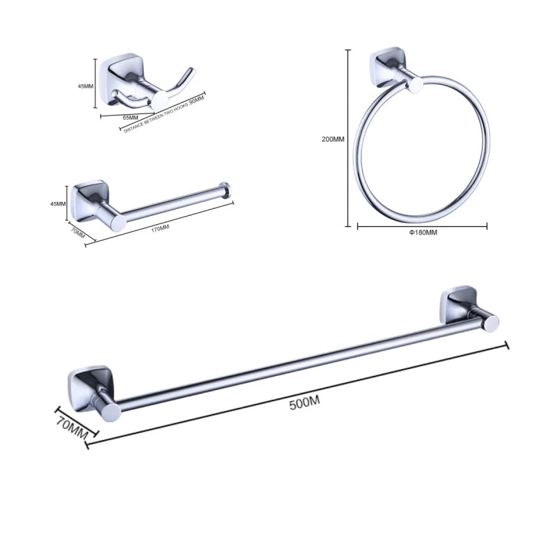 ensemble accessoires salle bain chrome porte serviette savon dentifrice gobelet mural métal