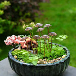 piquets decoratifs jardin metal forme champignons retro decoration exterieure printemps amusants miniatures marron gris