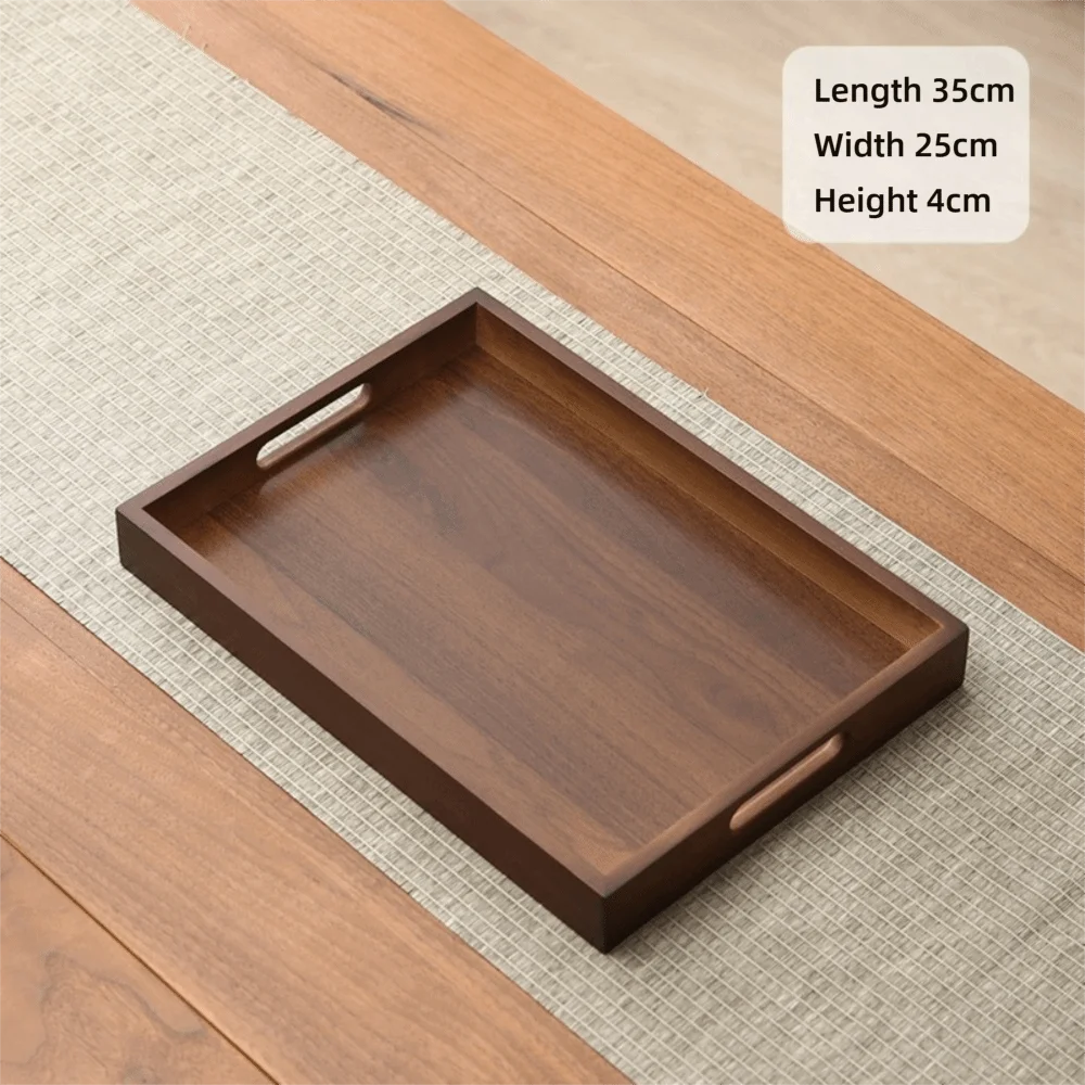 plateau carré bois marron foncé minimaliste poignées service présentation maison rustic