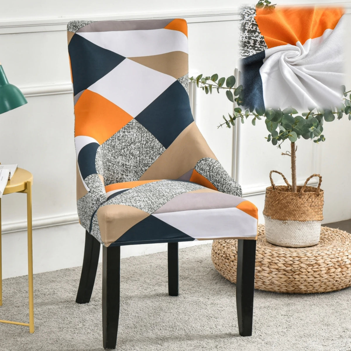 housse chaise velours extensible imprimé floral fauteuil salle manger moderne décoration