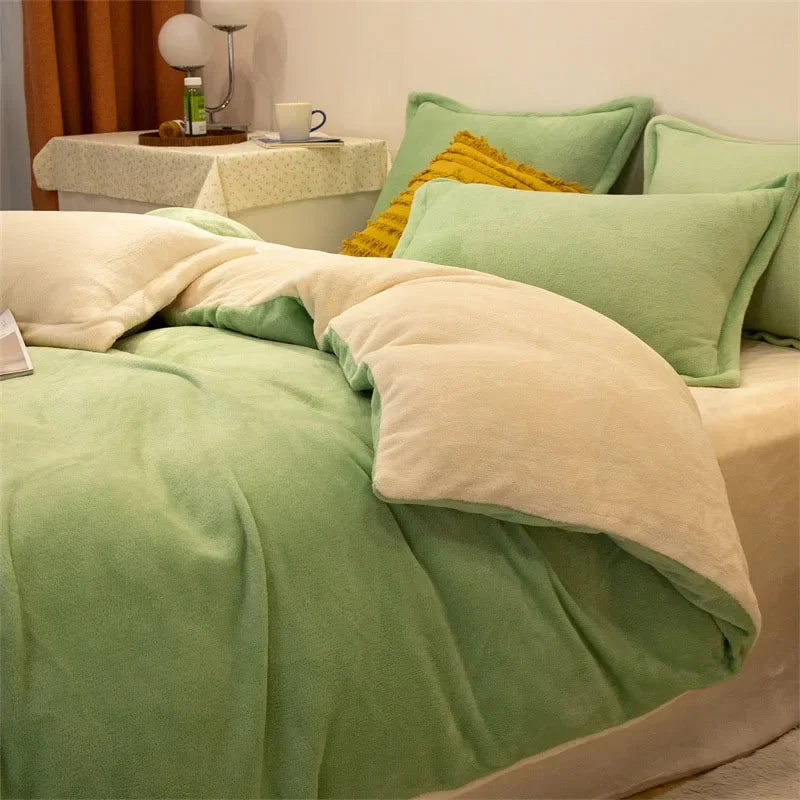 Détail de la texture douce de la housse de couette en flanelle