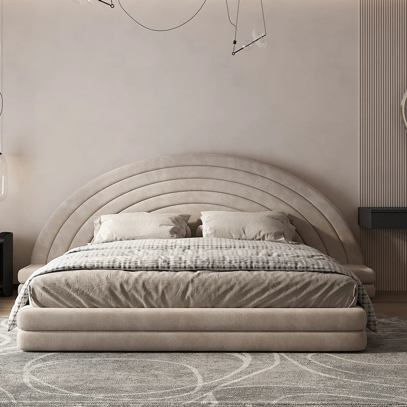 lit double bois chanvre moderne 150cm 180cm carré minimaliste chambre coucher