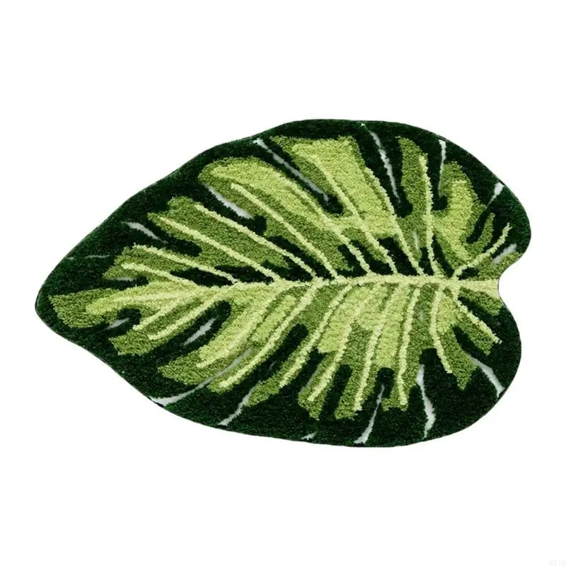 tapis sol vert blanc feuille monstera texture moelleuse moderne antidérapant adhésif salon chambre