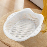 panier linge moderne tapis noir tapis blanc jaune gris rose petits trous transparent pratique