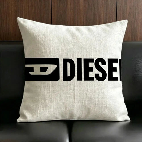 housse coussin blanche peluche courte logo noir canapé salon décoration intérieure moderne coton